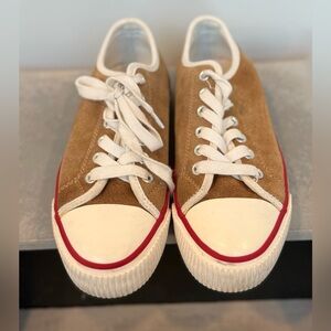 Sandro Off White and Tan Sneakers